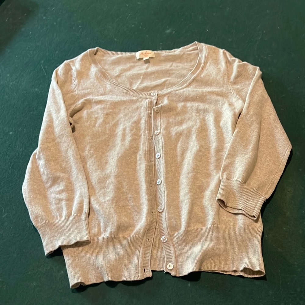 Cardigan size large tan